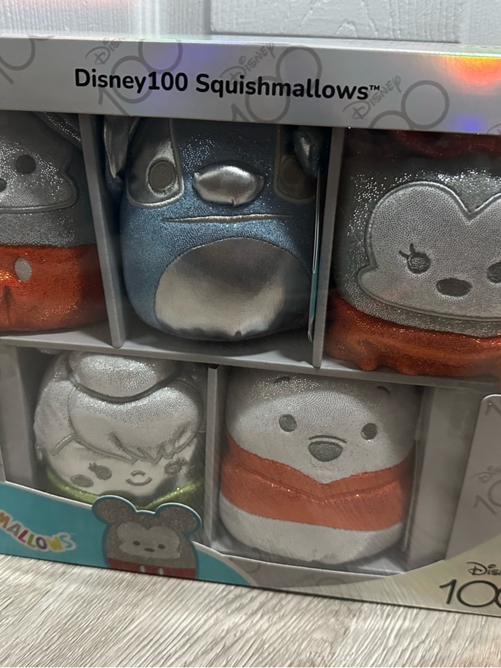 Disney Metallic Silver, Blue and Orange Squishmallows Collectible Set